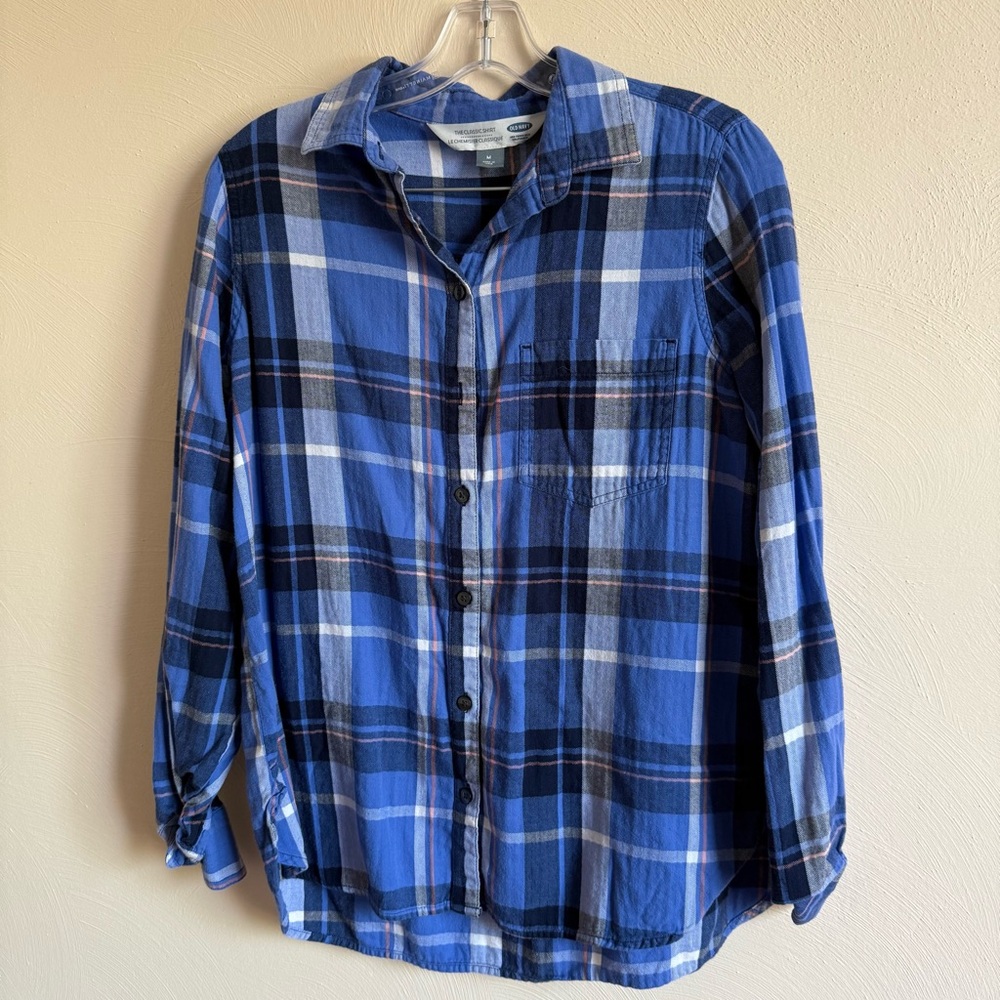 Old Navy Blue, Pink, and White Flannel